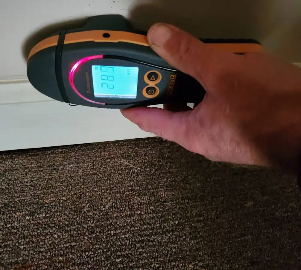 Moisture detection at baseboard during Burst Pipe Cleanup in Eatonton